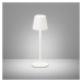 Biela LED stmievateľná stolová lampa so senzorom pohybu a s kovovým tienidlom (výška 38 cm) Trop