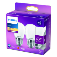 Philips LED žiarovka E27 P45 4,3W 2700K opál 2 ks