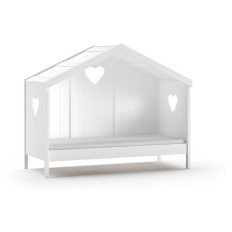 Biela domčeková detská posteľ z borovicového dreva 90x200 cm AMORI – Vipack