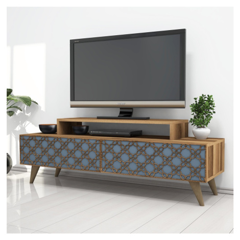 TV stolek CITY 140 cm ořech/modrý Kalune Design