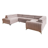 Ružová rozkladacia/s úložným priestorom rohová pohovka (ľavý roh/do tvaru 