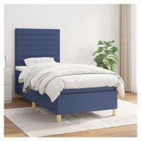 vidaXL Posteľný rám boxspring s matracom modrý 90x200 cm látka