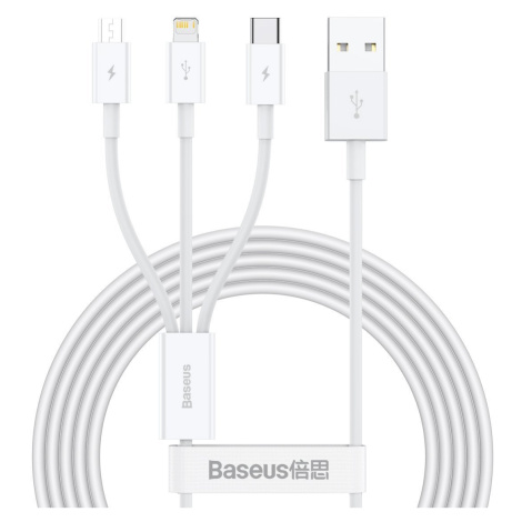BASEUS Kábel USB 3v1 Baseus Superior Series 3,5A, 1.2m biely