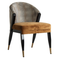 Estila Art deco luxusná horčicová stolička Brilon s čiernymi masívnymi nohami 84cm