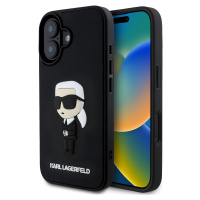 Karl Lagerfeld 3D Rubber Kryt pre iPhone 16, Čierny