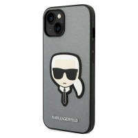 Plastové puzdro Karl Lagerfeld na Apple iPhone 14 KLHCP14SSAPKHG Saffiano With Karl Head Patch s