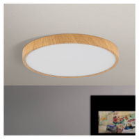 Stropné LED svetlo Bully, vzhľad drevo, Ø 28 cm