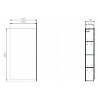 Cersanit Moduo, závesná skrinka 400x141x800 mm, biela lesklá, K116-018