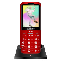 EVOLVEO EasyPhone XO, mobilný telefón pre seniorov s nabíjacím stojanom (červený)