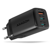 AXAGON ACU-DPQ65 GaN Wall charger, 3x port (USB + dual USB-C), PD3.0/QC4+/PPS/Apple, 65W, black