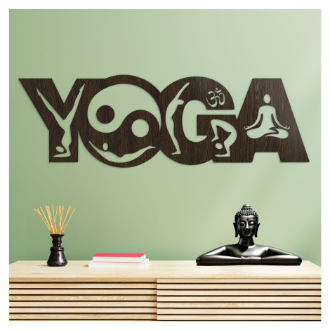 Drevený nápis na stenu - Yoga, Wenge