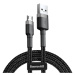 Nabíjací a dátový kábel USB, microUSB, 300 cm, 2000 mA, s ochranou proti zlomeniu, vzor šnúrky, 
