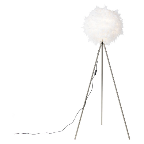 Elegantná romantická stojaca lampa biela vrátane Wifi A60 - Feather QAZQA