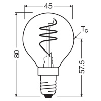 OSRAM LED Vintage P40 E14 4,9W 922 Spiral Filament gold dim