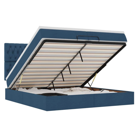 vidaXL Osmanský rám postele s matracmi modrá 200x200 cm látka