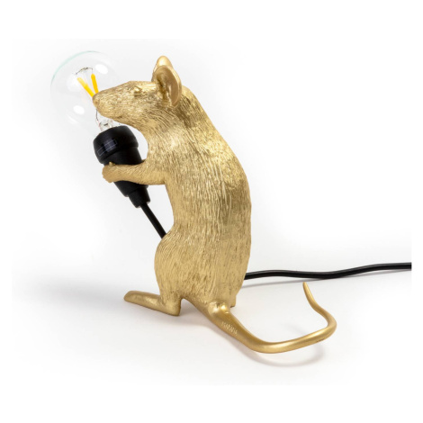 SELETTI Mouse Lamp LED dekoratívna lampa USB sediaca zlatá