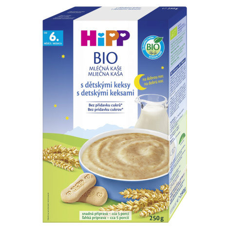 HIPP BIO Mliečna kaša na noc s detskými keksmi 250 g