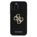 Guess PU Perforated 4G Glitter Metal Logo Zadný Kryt pre iPhone 12/12 Pro Black