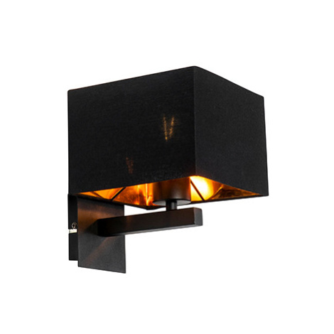 Moderné nástenné svietidlo čierne so zlatom - VT 1 QAZQA