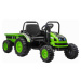 Elektrický Traktor POWER s vlečkou, zelený, Pohon zadných kolies, 12V batéria