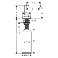 Hansgrohe Hansgrohe, príslušenstvo, dávkovač prostriedku na umývanie A51, 500 ml, matná čierna, 