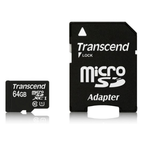 TRANSCEND MicroSDXC karta 64GB Premium, Class 10 UHS-I 400x (R: 85/W: 35 MB/s) + adaptér