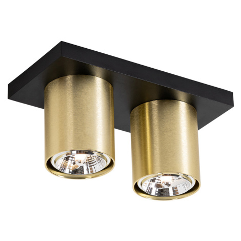 Moderné stropné bodové svietidlo čierne so zlatým 2-svetlom - Tubo QAZQA