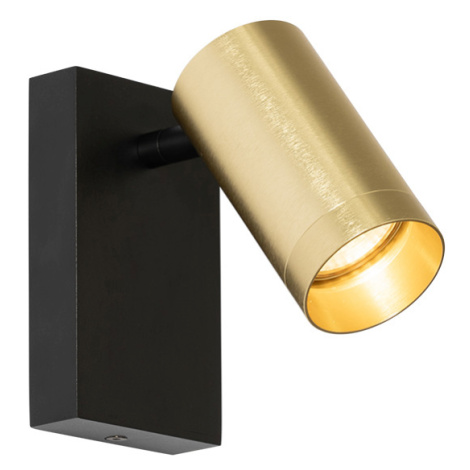 Nástenné svietidlo čierne so zlatým nastaviteľným vypínačom - Jeana Luxe QAZQA
