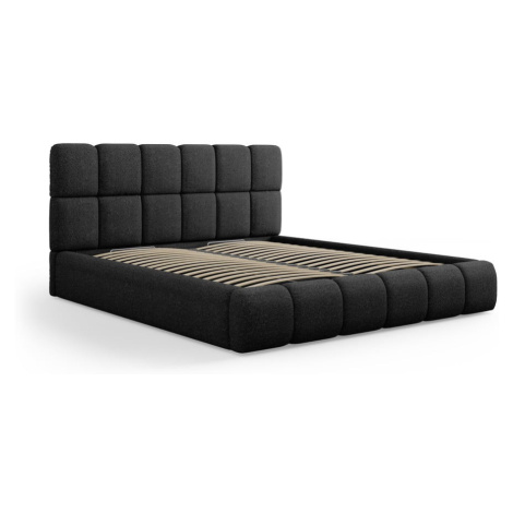 Čierna čalúnená dvojlôžková posteľ s úložným priestorom s roštom 160x200 cm Bellis – Micadoni Ho