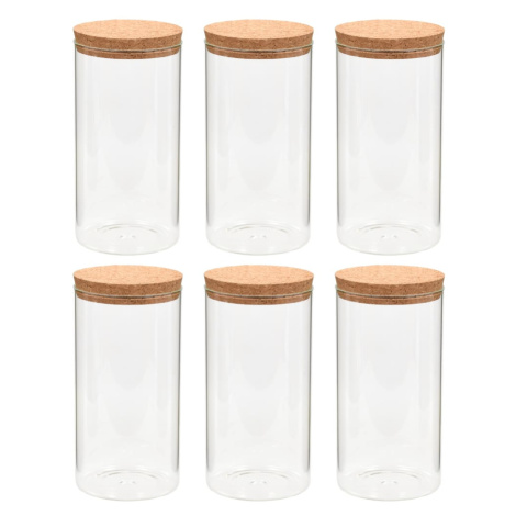 vidaXL Skladovacie sklenené poháre s korkovými viečkami 6 ks 1400 ml