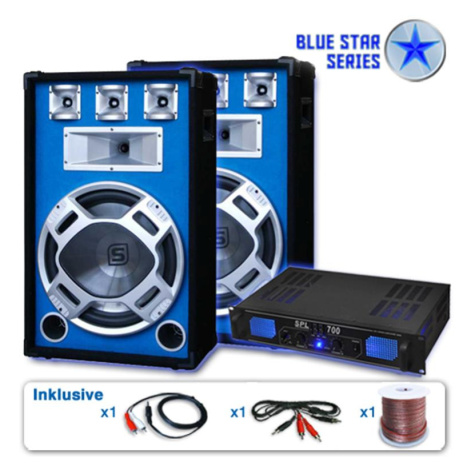 Skytronic PA set Blue Star Series "Beatstar", PA zosilňovač, 700W max., PA reproduktor, 800W, ma