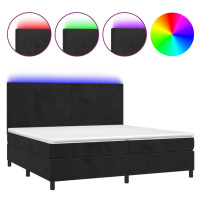 vidaXL Posteľ boxsping s matracom a LED čierna 200x200 cm zamat