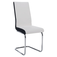Jedálenská stolička, ekokoža biela, čierna/chróm, NEANA
