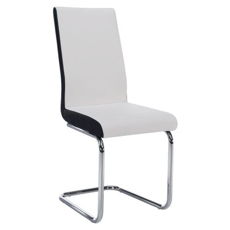 Jedálenská stolička, ekokoža biela, čierna/chróm, NEANA Tempo Kondela