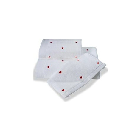 Soft Cotton Malý uterák Micro love 30 × 50 cm, biela – červené srdiečka