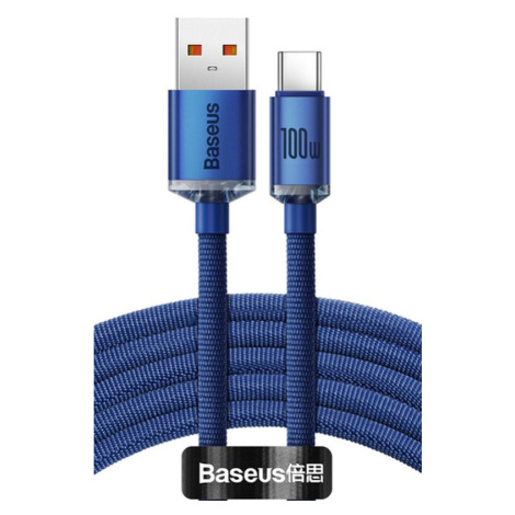 Kábel Baseus Crystal Shine CAJY000503, USB to Type C PD100W, 2m, modrý