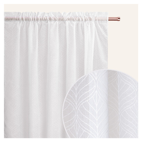 Záclona La Rossa bielej farby na riasiacou páskou 140 x 260 cm