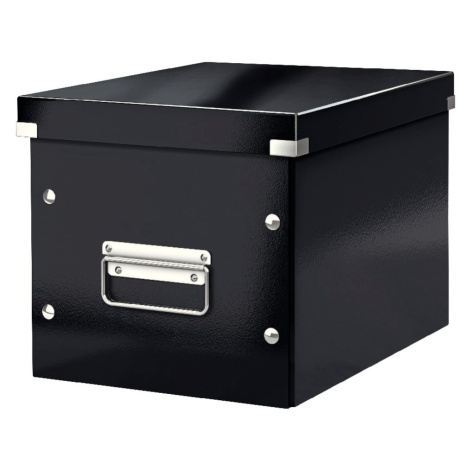 Čierny kartónový úložný box s vekom 26x26x24 cm Click&Store – Leitz