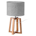Sivo-hnedá stolová lampa z masívneho dreva s textilným tienidlom (výška 44 cm) – Casa Selección