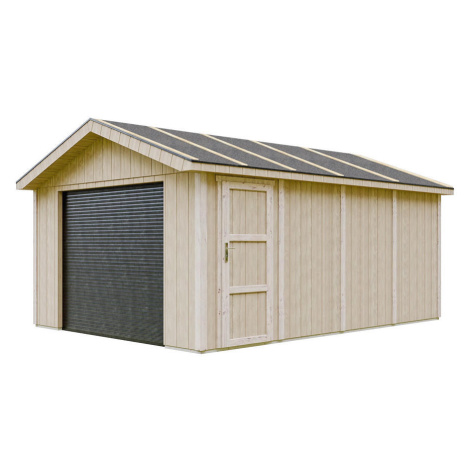Timbela GARÁŽ prémiovej kvality 17 m² - D378xŠ530 cm - konštrukcia z panelov LP SmartSide - záhr