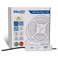 McLED  LED páska - sada 2 m, 240 LED/m, WW, 6 W/m, DC 24V, 500 lm/m, CRI90, IP67, 10 mm, vodič 3