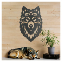 Drevený obraz - Dravý vlk, Antracitovo-šedá