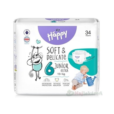 bella HAPPY Soft&Delicate 6 Junior Extra detské plienky (od 16+ kg) 34 ks