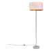 Stojacia lampa oceľová s ružovým tienidlom 50 cm - Simplo