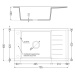 Mexen Elias, granitový drez granitový 795x480x200 mm, 1-komorový, čierna škvrnitá s čiernym sifó