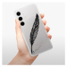 Odolné silikónové puzdro iSaprio - Writing By Feather - black - Samsung Galaxy S24+