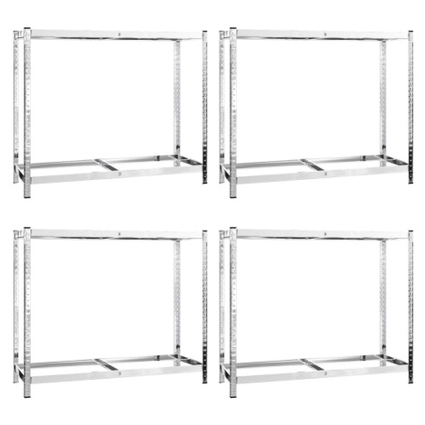 vidaXL 2-posch. stojany na pneumatiky 4ks strieborné 110x40x110cm oceľ