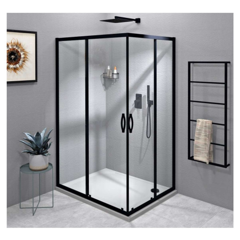 Gelco Sigma - Sprchový kút 100x90 cm, matná čierna/číre sklo GS2110BGS2190B