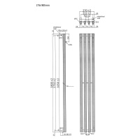 Sapho Sapho, PILON vykurovacie teleso 270x1800mm, so 4 háčikmi, biela matná, IZ121