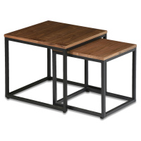 Estila Moderný set konferenčných stolíkov Vidar z dreva s čiernou kovovou podstavou štvorcový hn